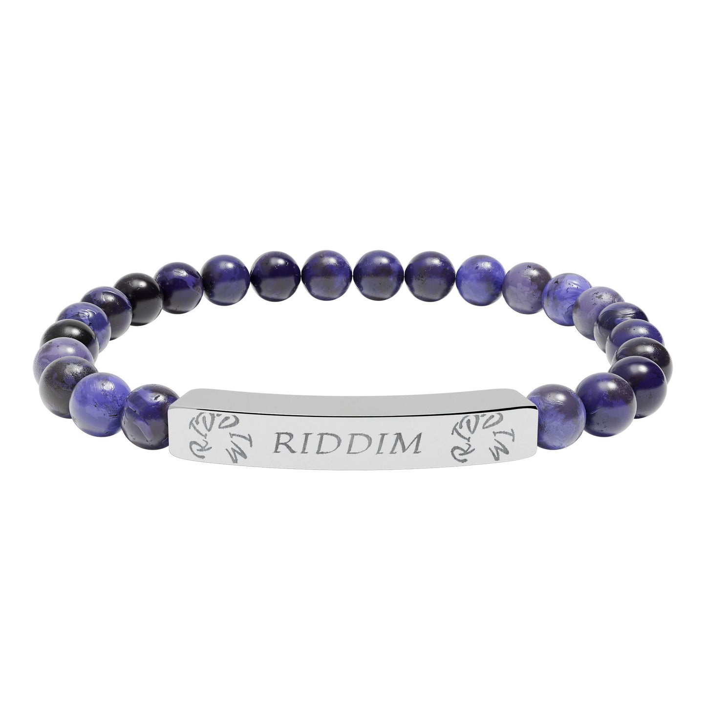 Copy of Engraved Natural Stone Stretch Bar Bracelet —"RIDDIM"