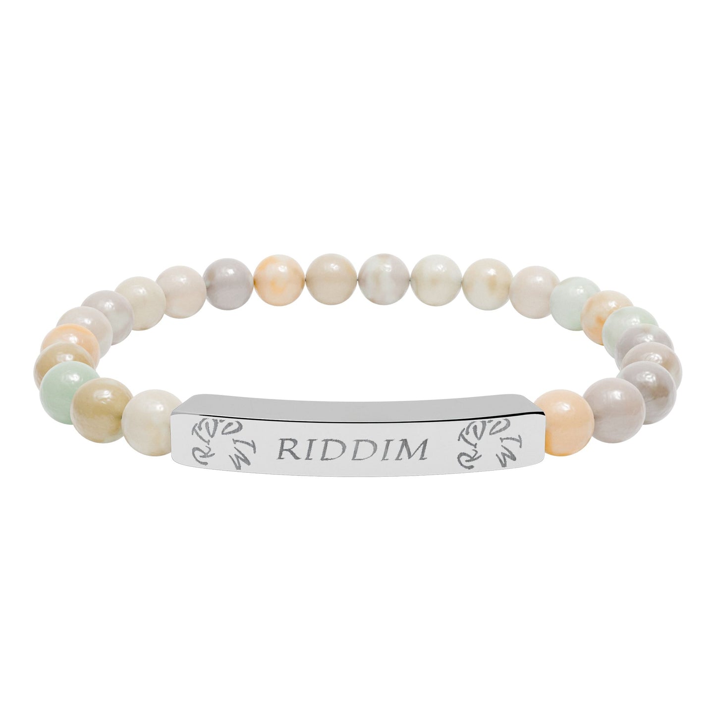 Copy of Engraved Natural Stone Stretch Bar Bracelet —"RIDDIM"