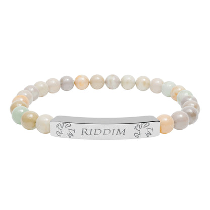 Copy of Engraved Natural Stone Stretch Bar Bracelet —"RIDDIM"