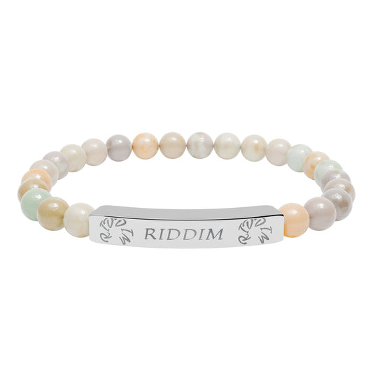 Copy of Engraved Natural Stone Stretch Bar Bracelet —"RIDDIM"