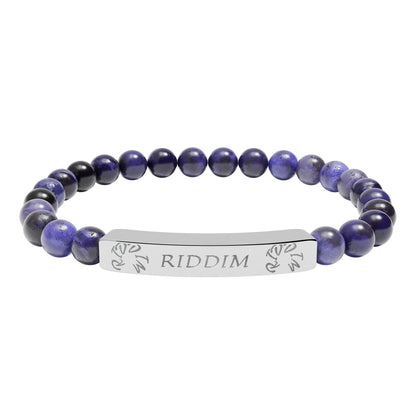 Copy of Engraved Natural Stone Stretch Bar Bracelet —"RIDDIM"
