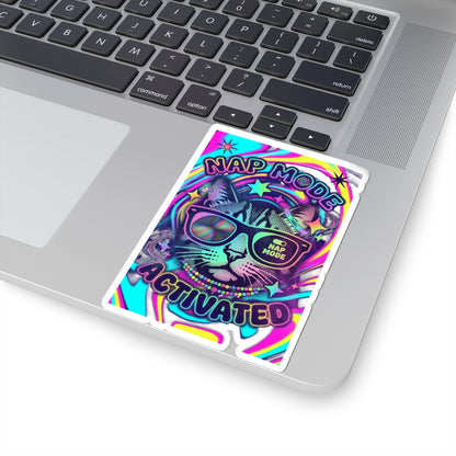 Nap Mode Activated Cat — Psychedelic Vinyl Sticker