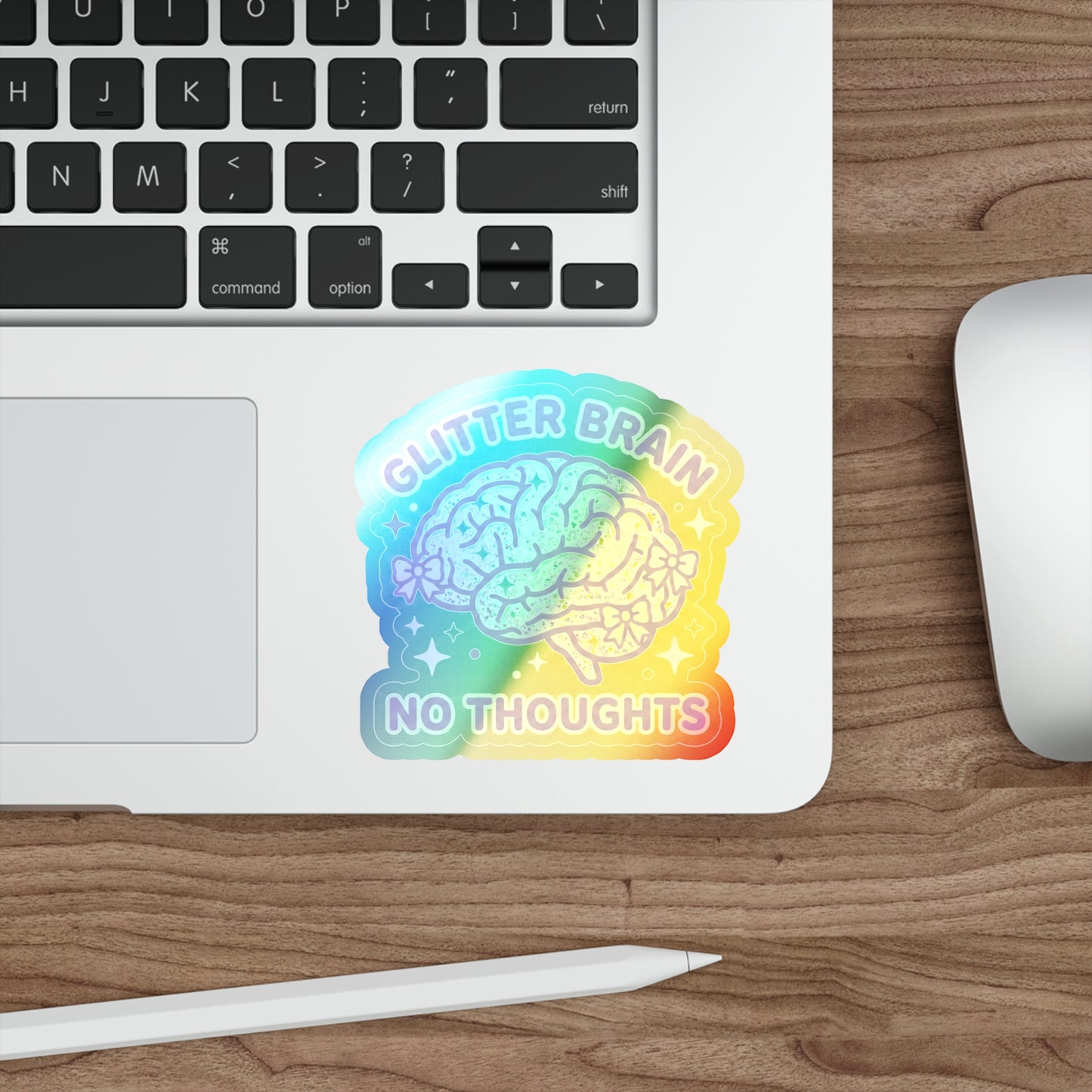 Holographic 'Glitter Brain No Thoughts'