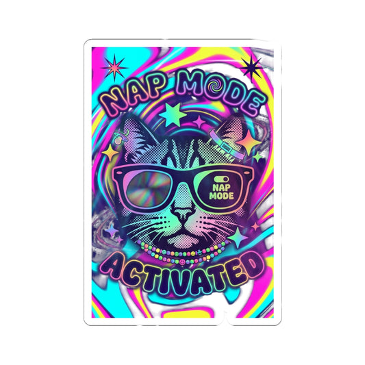 Nap Mode Activated Cat — Psychedelic Vinyl Sticker