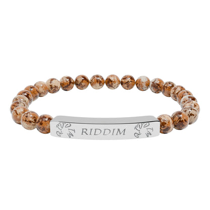 Copy of Engraved Natural Stone Stretch Bar Bracelet —"RIDDIM"