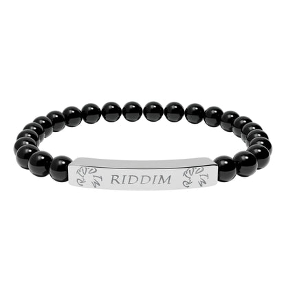 Copy of Engraved Natural Stone Stretch Bar Bracelet —"RIDDIM"
