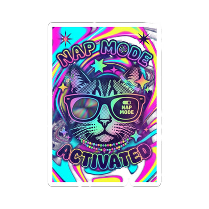 Nap Mode Activated Cat — Psychedelic Vinyl Sticker