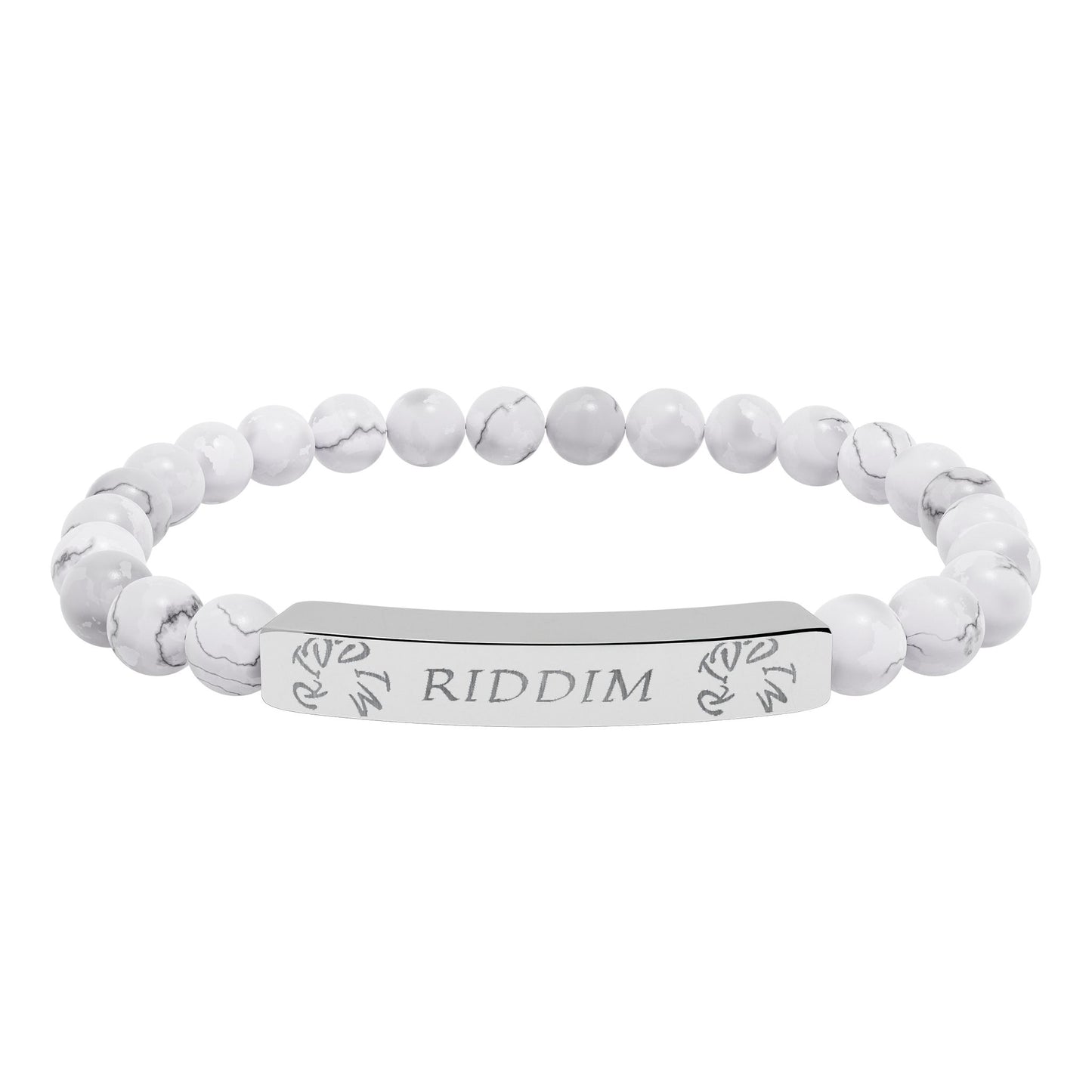 Copy of Engraved Natural Stone Stretch Bar Bracelet —"RIDDIM"
