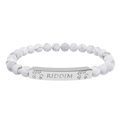 Copy of Engraved Natural Stone Stretch Bar Bracelet —"RIDDIM"