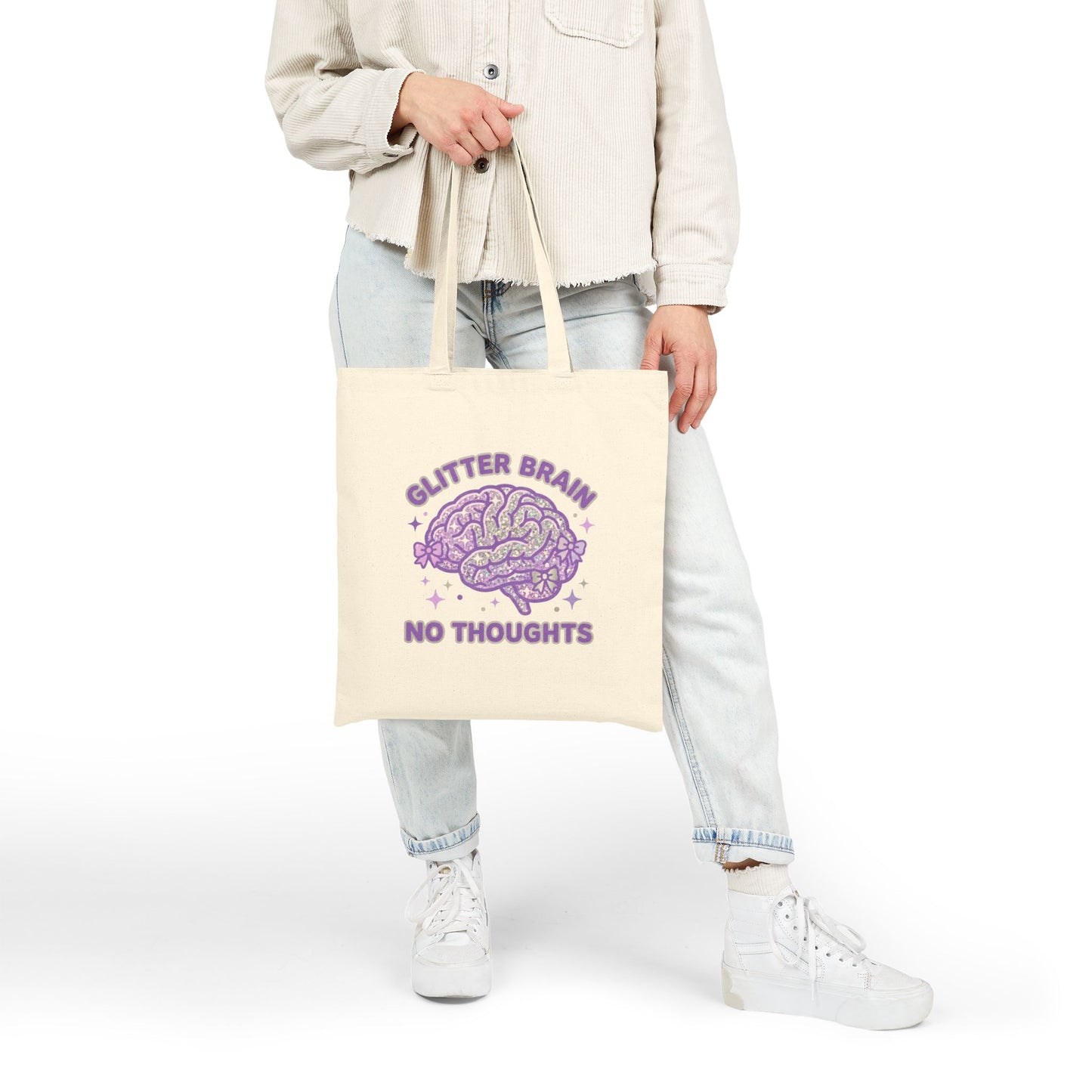 Tote Bag — Glitter Brain No Thoughts Printed